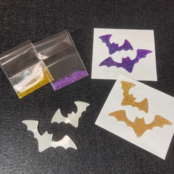 手作りキット ペタッと貼るだけ　ハロウィン キラキラ ボディジュエリーシール　蝙蝠コウモリ 1枚目の画像