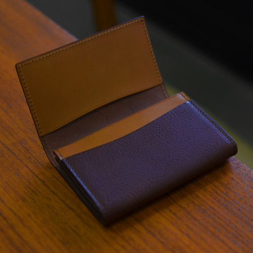 イタリアンレザー 名刺入れ（タバコ 焦げ茶） 名刺入れ・カードケース