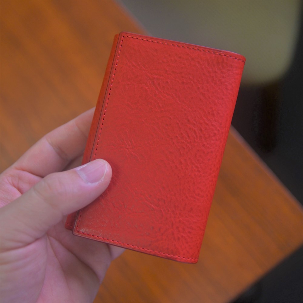 イタリアンレザー 名刺入れ（パパベロ 赤） 名刺入れ・カードケース