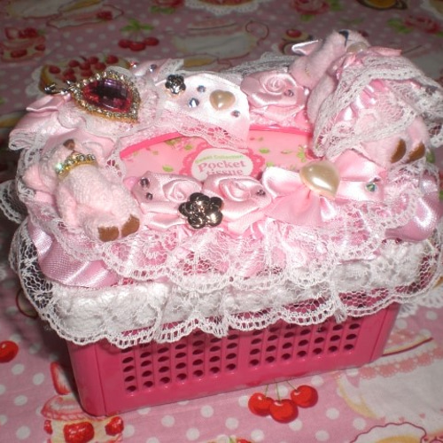 ピンク姫デコポケットティッシュBOX＆小物入れ フリーボックス・小物