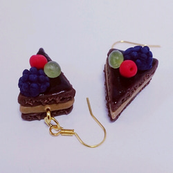 甘酸っぱ♥チョコレートケーキ ピアス スイーツデコ 3枚目の画像