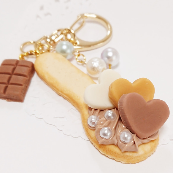 チョコレートカラークッキースプーン♡キーホルダー フェイクスイーツ 3枚目の画像