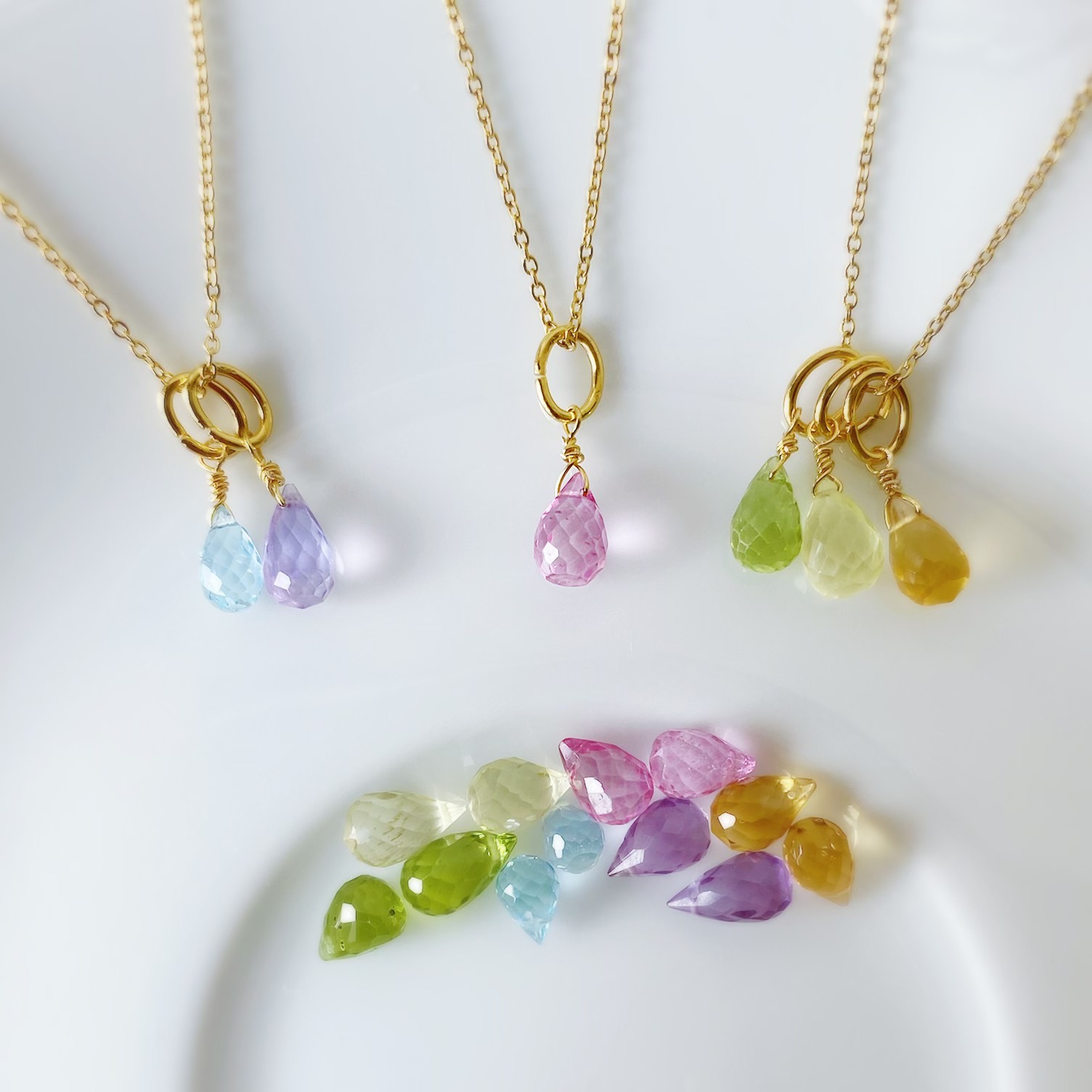 3つ選べて7way♡雫の宝石のネックレス -My favorite Things