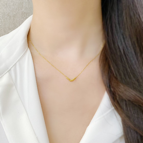 18金 カレン族シルバーのVネックレス アジャスター付 -gold sand