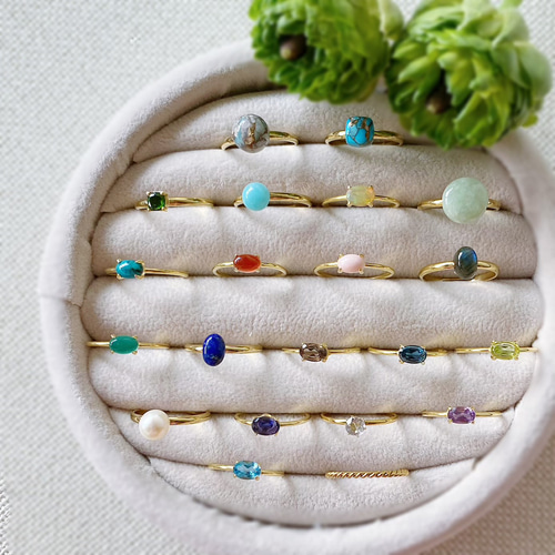 18KGF 魅せるスイスブルートパーズの華奢リング -Béatrice- 指輪