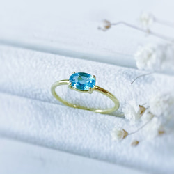 18KGF 魅せるスイスブルートパーズの華奢リング -Béatrice- 指輪