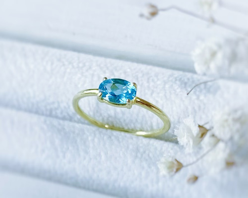 18KGF 魅せるスイスブルートパーズの華奢リング -Béatrice- 指輪