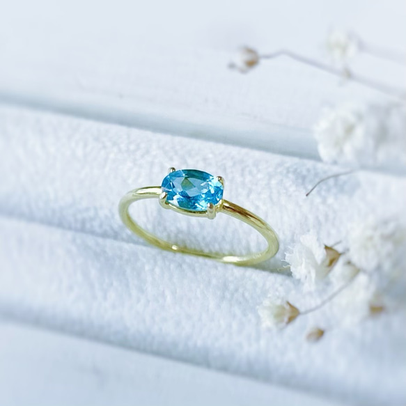 18KGF 魅せるスイスブルートパーズの華奢リング -Béatrice- 指輪