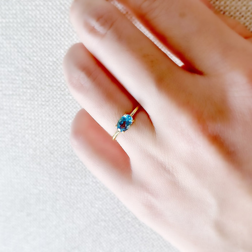 18KGF 魅せるスイスブルートパーズの華奢リング -Béatrice- 指輪