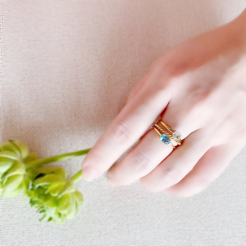 18KGF 魅せるスイスブルートパーズの華奢リング -Béatrice- 指輪