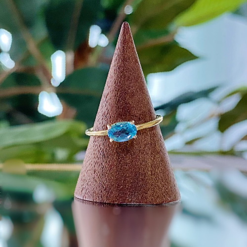 18KGF 魅せるスイスブルートパーズの華奢リング -Béatrice- 指輪