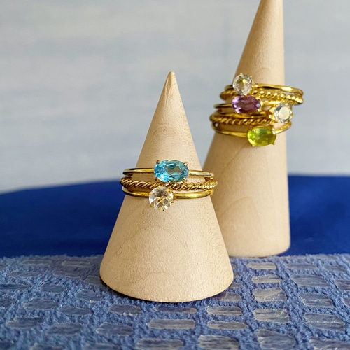 18KGF 魅せるスイスブルートパーズの華奢リング -Béatrice- 指輪