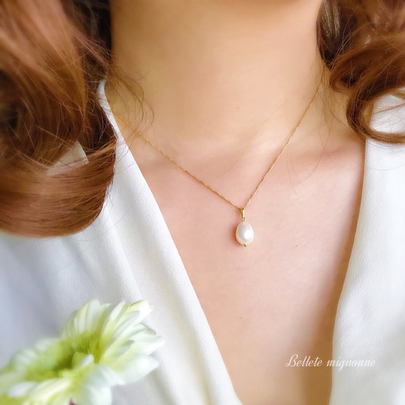 【再々販】Teodora * 卵みたいな琉球真珠の一粒ネックレス 3枚目の画像