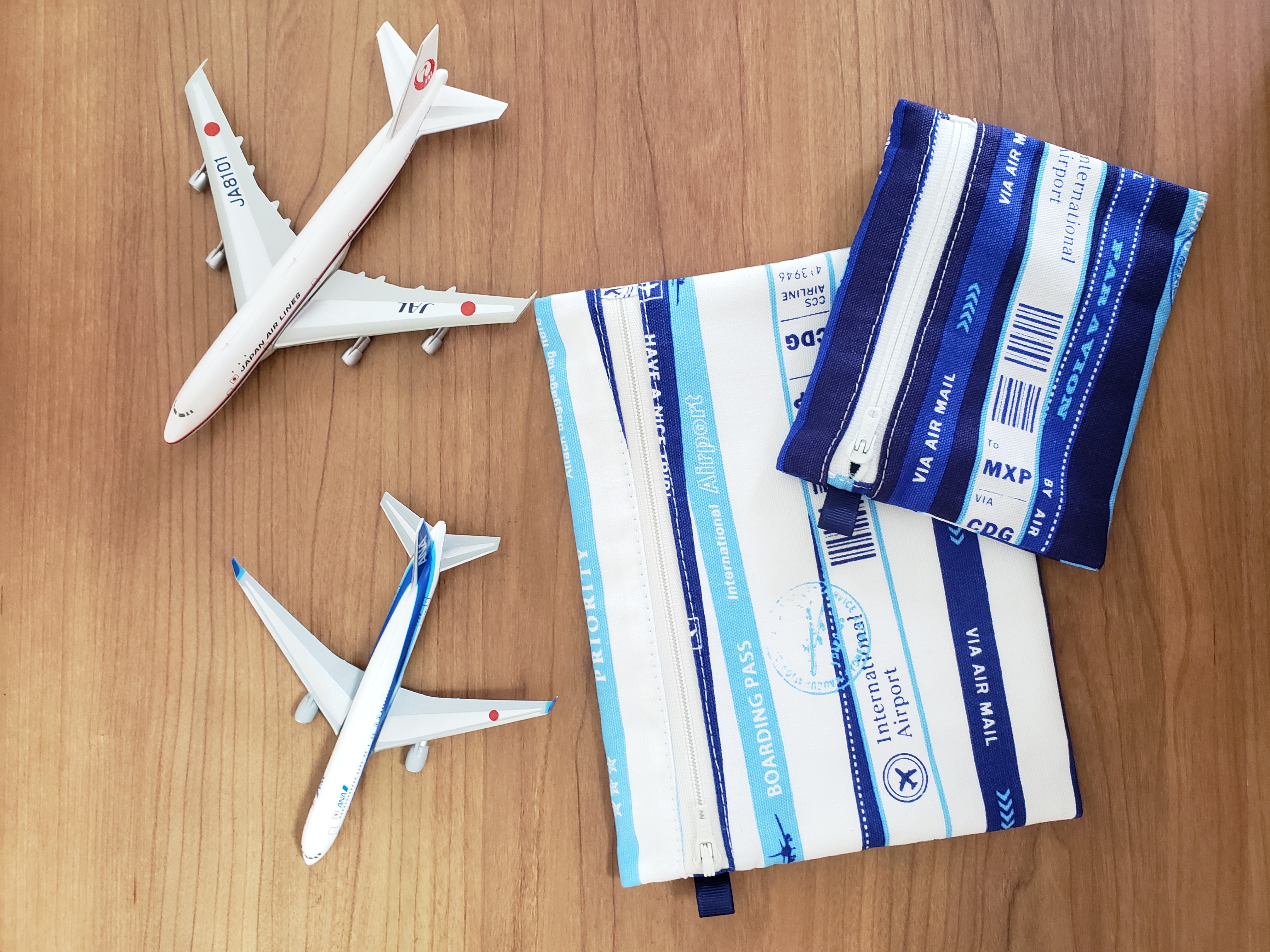 AVIATION 真っ黒 POUCH】 飛行機 フラットポーチ セット