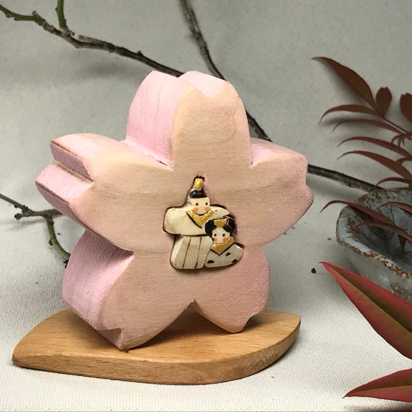 桜 「姫」お花ひな#清楚な木工ひな飾り その他置物