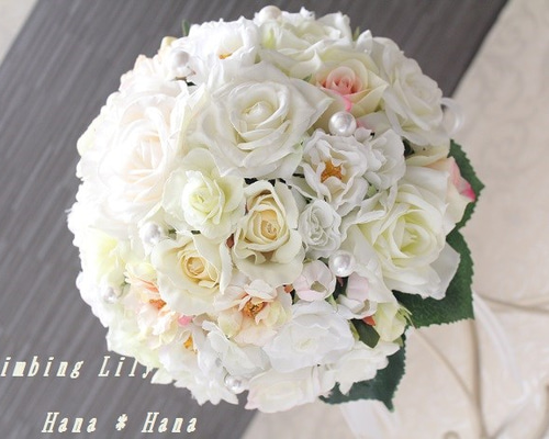 ウェディングブーケ、ブートニア、セット 造花 オーダーOK