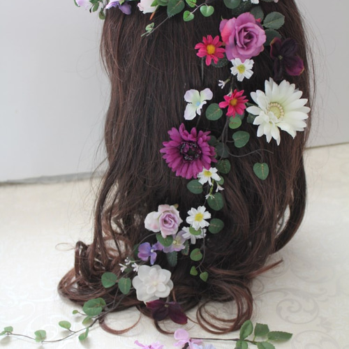 ラプンツェルヘア ヘッドドレス、髪飾り、ヘアパーツ +花冠