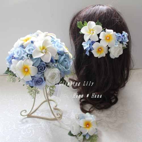 アーティフィシャルフラワーブーケ＆ブートニア＆髪飾り