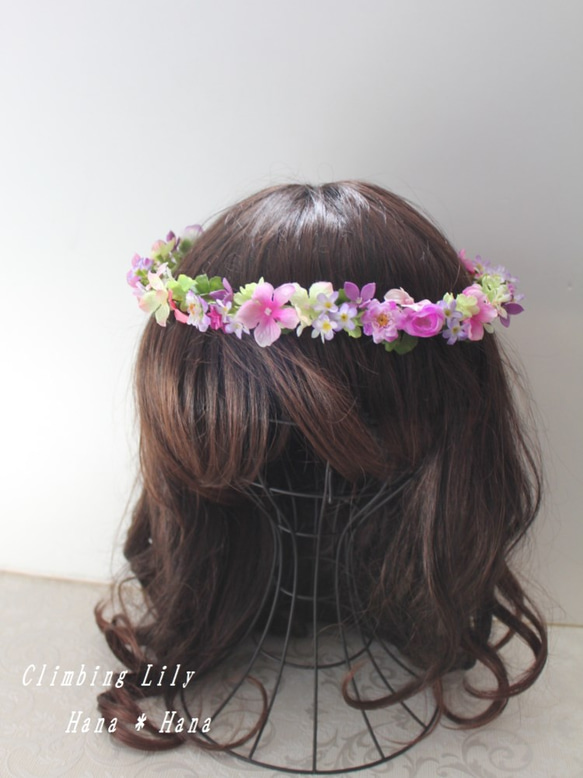 ヘッドドレス、髪飾り　ウェディング　造花　オーダー　　５５ｃｍ目安 3枚目の画像