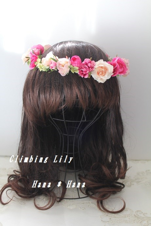 ヘッドドレス、髪飾り　ウェディング　造花　オーダー　　５５ｃｍ目安 4枚目の画像