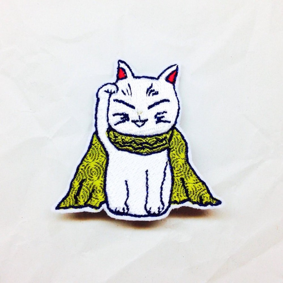 刺繍ブローチ　「旅する招き猫」 1枚目の画像