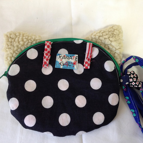 布バスケットセットプリーツポーチ猫柄ハンドメイドレア生地ポーチ