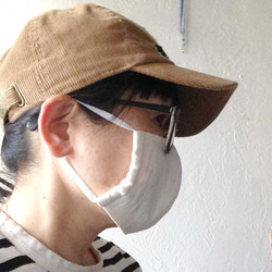 白デニム＋ガーゼ二重立体大きめマスク 10枚目の画像