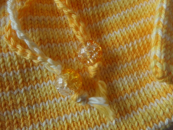 『送料無料』ハニーレモン色のボーダー巾着とミニミニ巾着 2枚目の画像