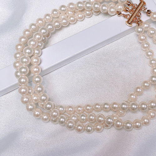 極上】ベビーパール本真珠3連ネックレスチョーカー