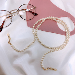 メガネチェーン》ホワイトローズ＆淡水パール✧︎ マスクチェーン