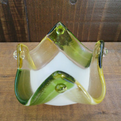 かわいいガラスの小皿　イエロー×グリーン 3枚目の画像