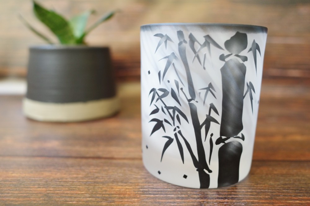 竹のロックグラス 黒　～流れ雲シリーズ～3