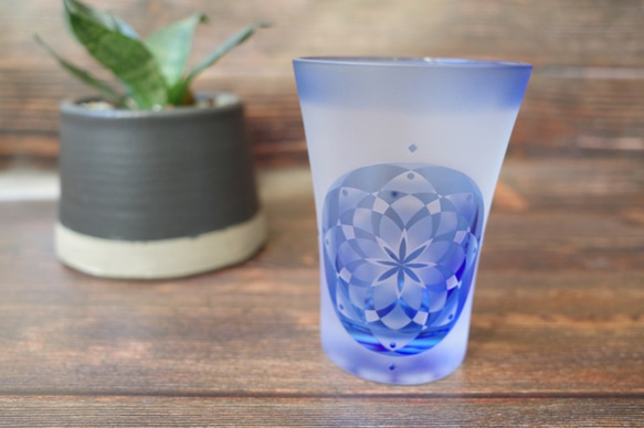 受注生産】曼荼羅（マンダラ）なタンブラー グラス 青色 グラス