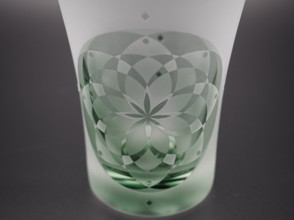 曼荼羅（マンダラ）なタンブラー グラス　緑色 2枚目の画像