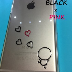 It's me 2 -ハートでるんるんver.-バイカラー黒ピンク 　iphone6/iphone6s対応 2枚目の画像