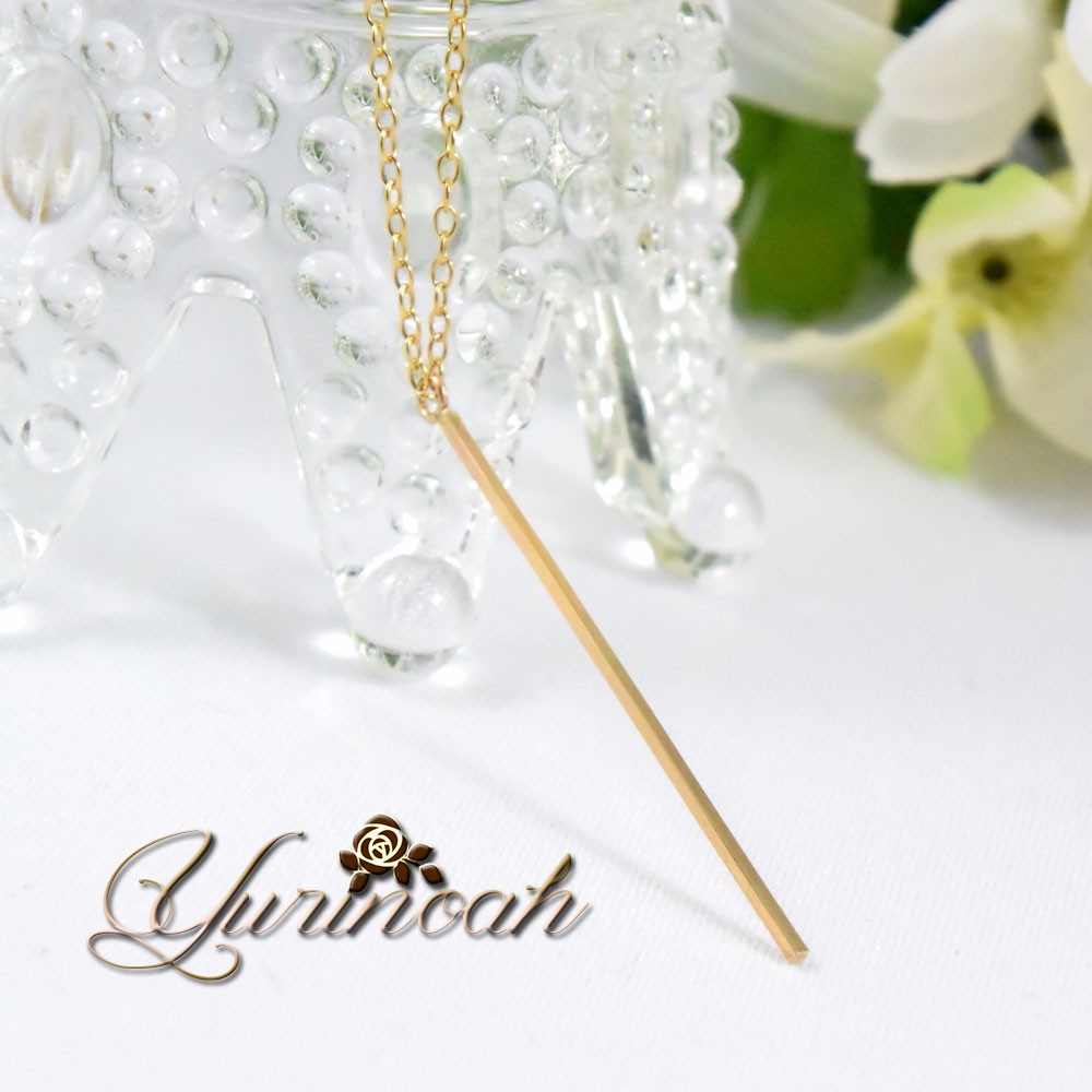 14KGF■ライン スティックバー ネックレス[ yrna-ne-022]