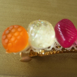 ドロップキャンディのバレッタ　スイーツデコ 2枚目の画像
