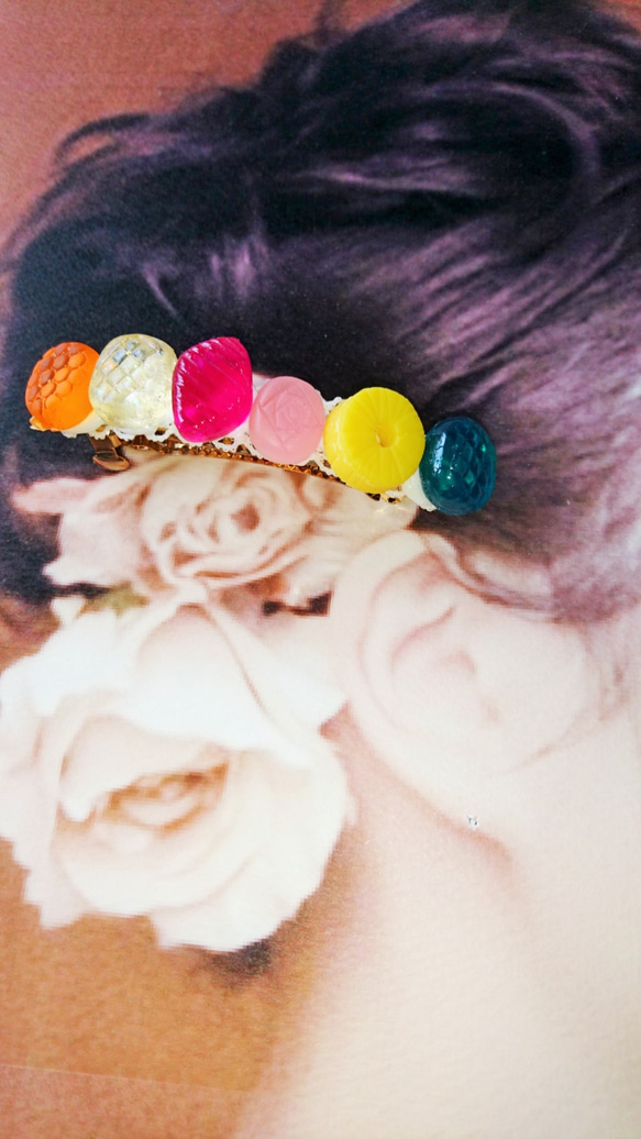 ドロップキャンディのバレッタ　スイーツデコ 5枚目の画像