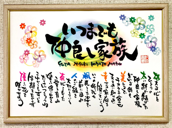 美術品　色紙　祝餅図 A3ファミリー額〔デザイン選択〕名前のポエム・ネームのポエム色紙額