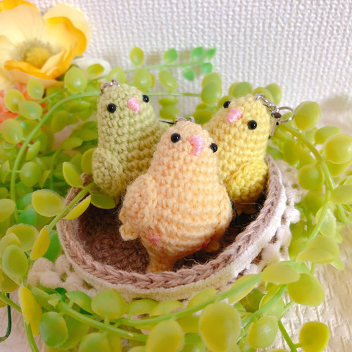 ☆まめひこ☆オカメインコあみぐるみバッグチャーム5点セット 受注制作】オカメインコのあみぐるみ あみぐるみ ainote 通販 15367101