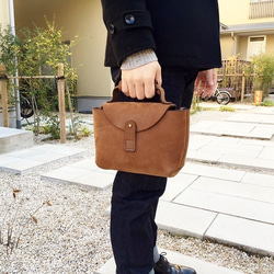 hand stitch + umber nubuck hand bag 3枚目の画像