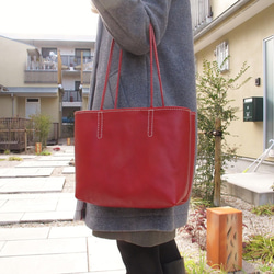 hand stitch + red tote bag 2枚目の画像