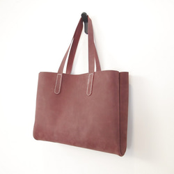 hand stitch + red nubuck tote bag 1枚目の画像