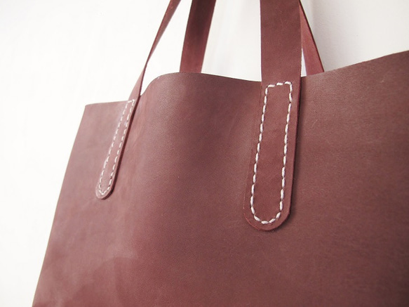 hand stitch + red nubuck tote bag 5枚目の画像