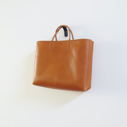 hand stitch + umber leather tote bag 1枚目の画像