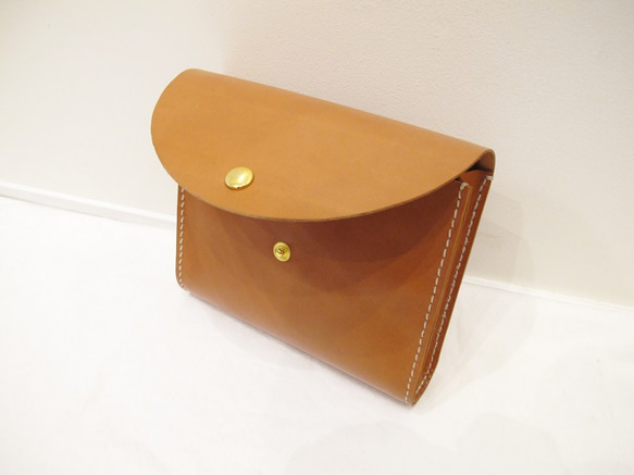 hand stitch + umber leather square clutch bag 4枚目の画像