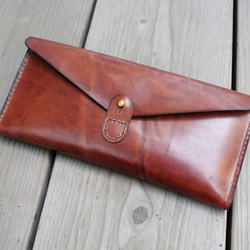 hand stitch + antique brown leather clutch bag 2枚目の画像