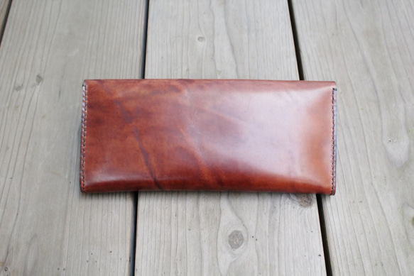 hand stitch + antique brown leather clutch bag 3枚目の画像