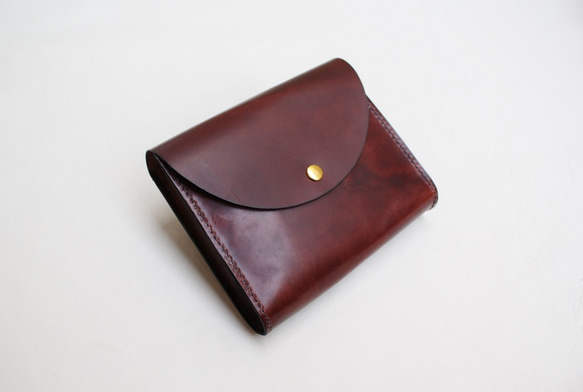 hand stitch + antique brown leather square clutch bag 1枚目の画像