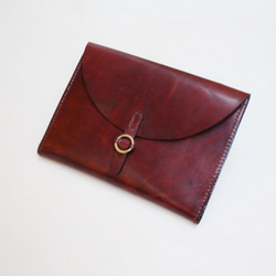 hand stitch + antique brown leather clutch bag 1枚目の画像